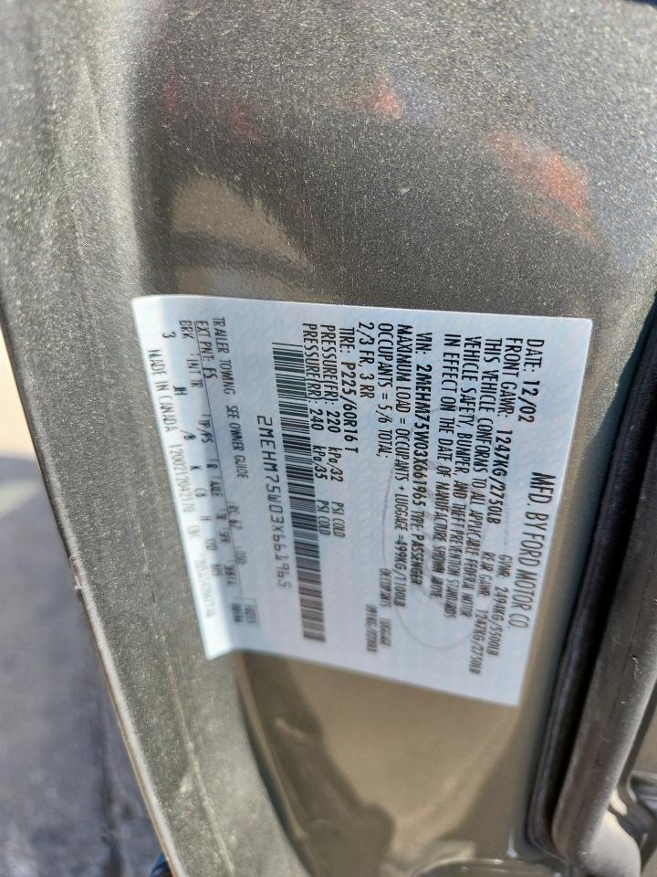 2003 Mercury Grand Marquis Ls VIN: 2MEHM75W03X661965 Lot: 81801875