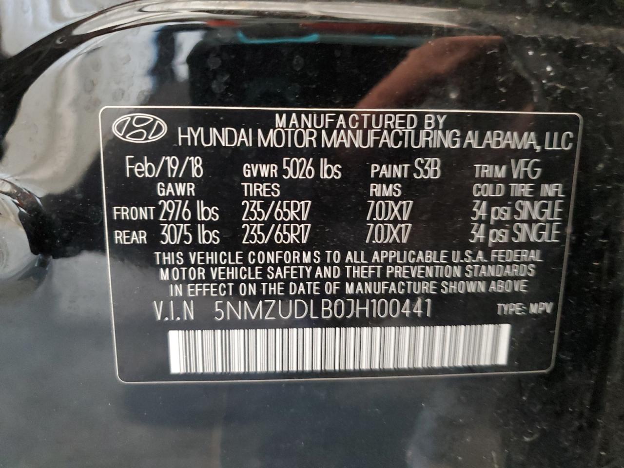 2018 Hyundai Santa Fe Sport VIN: 5NMZUDLB0JH100441 Lot: 84211085