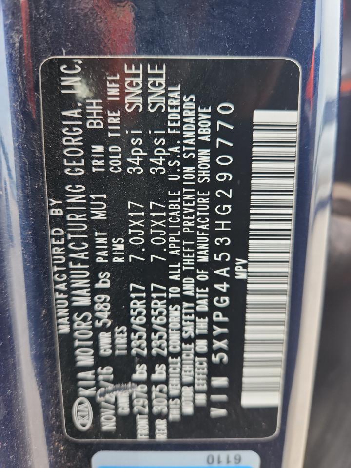 2017 Kia Sorento Lx VIN: 5XYPG4A53HG290770 Lot: 72078625