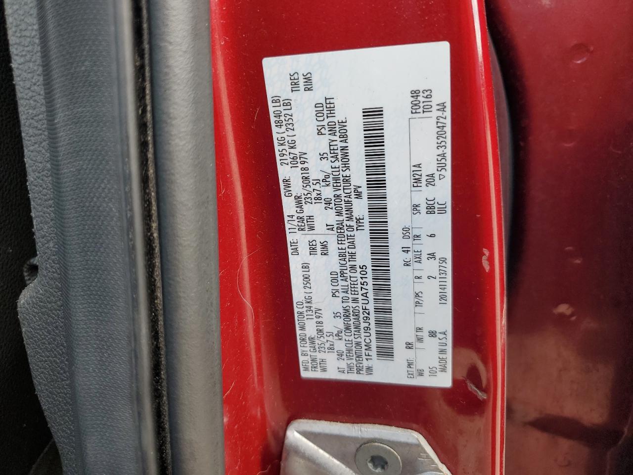 2015 Ford Escape Titanium VIN: 1FMCU9J92FUA75105 Lot: 83798915