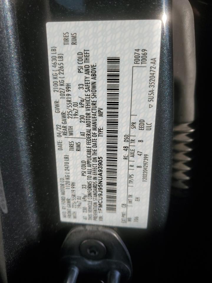 2022 Ford Escape Titanium VIN: 1FMCU9J95NUA93905 Lot: 83858215