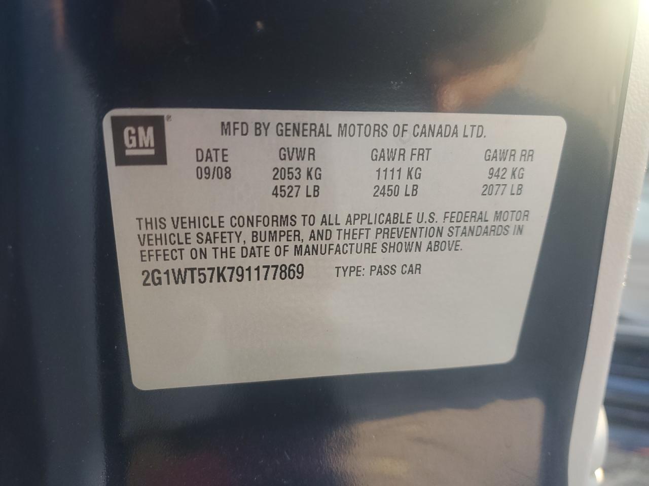 2009 Chevrolet Impala 1Lt VIN: 2G1WT57K791177869 Lot: 81494045