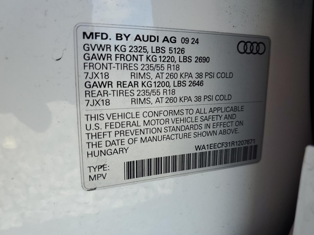 2024 Audi Q3 Premium Plus S Line 45 VIN: WA1EECF31R1207671 Lot: 84209815