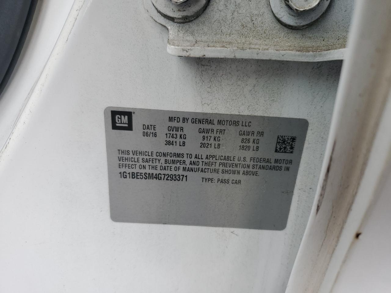 2016 Chevrolet Cruze Lt VIN: 1G1BE5SM4G7293371 Lot: 81203215