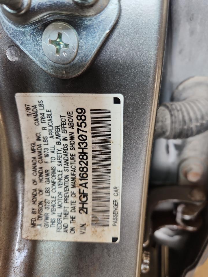 2008 Honda Civic Ex VIN: 2HGFA16828H307589 Lot: 81326805