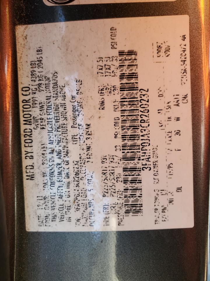 2012 Ford Fusion Sel VIN: 3FAHP0JA3CR260232 Lot: 80325525