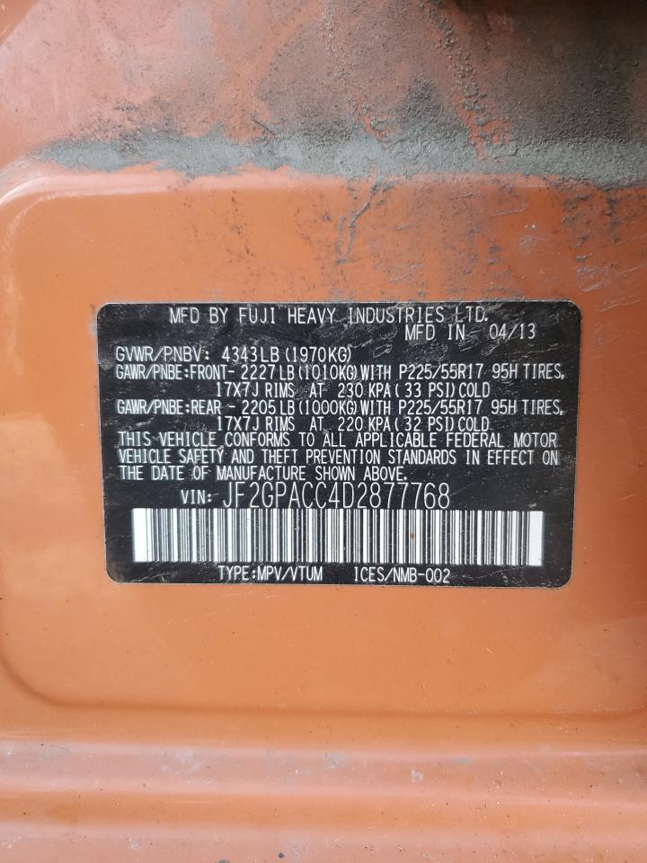 2013 Subaru Xv Crosstrek 2.0 Premium VIN: JF2GPACC4D2877768 Lot: 83946625