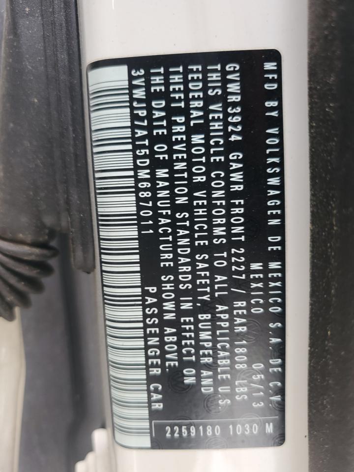 2013 Volkswagen Beetle VIN: 3VWJP7AT5DM687011 Lot: 81880785