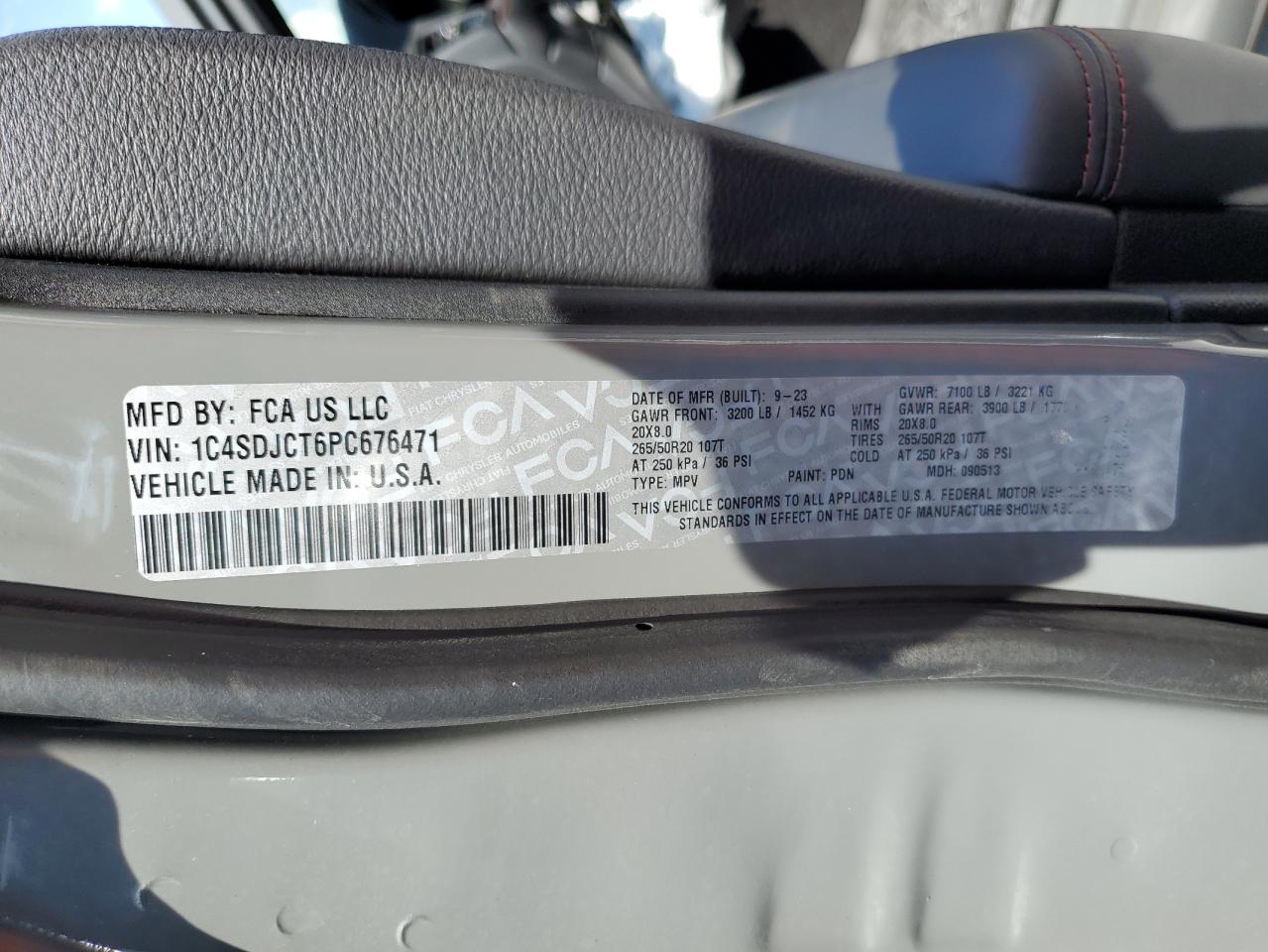 2023 Dodge Durango R/T VIN: 1C4SDJCT6PC676471 Lot: 84274685