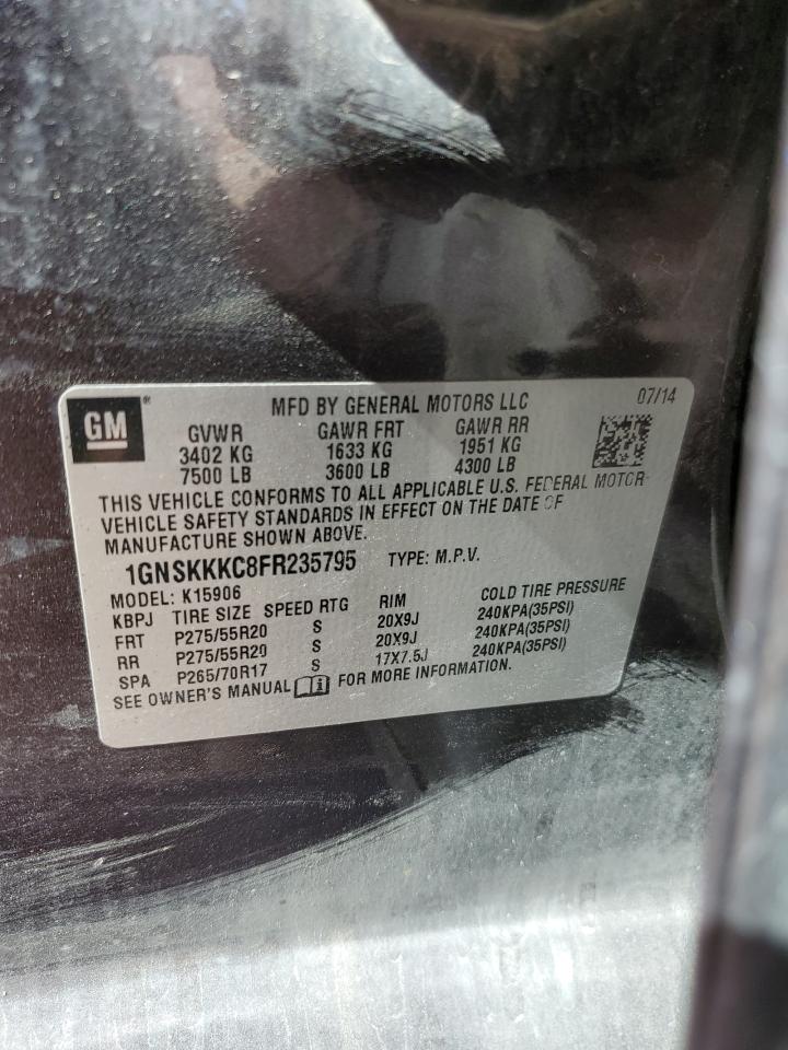 2015 Chevrolet Suburban K1500 Ltz VIN: 1GNSKKKC8FR235795 Lot: 80633595