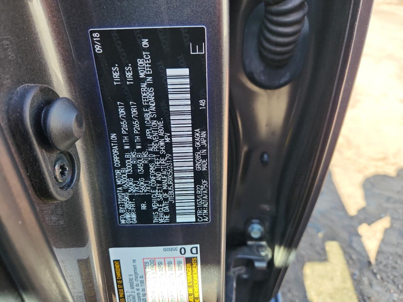 2019 Toyota 4Runner Sr5/Sr5 Premium VIN: JTEBU5JRXK5623179 Lot: 71222465