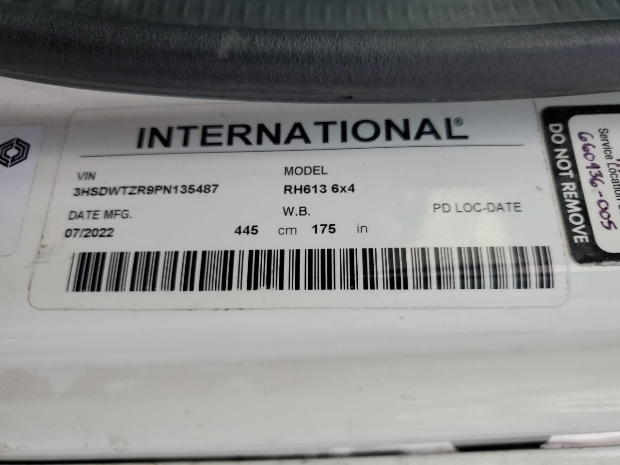 2023 International Rh613 VIN: 3HSDWTZR9PN135487 Lot: 68944595