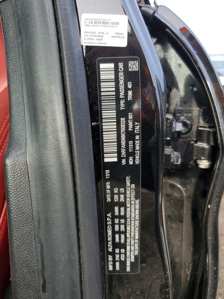 2019 Alfa Romeo Giulia Ti VIN: ZARFANBN8K7608328 Lot: 80757445