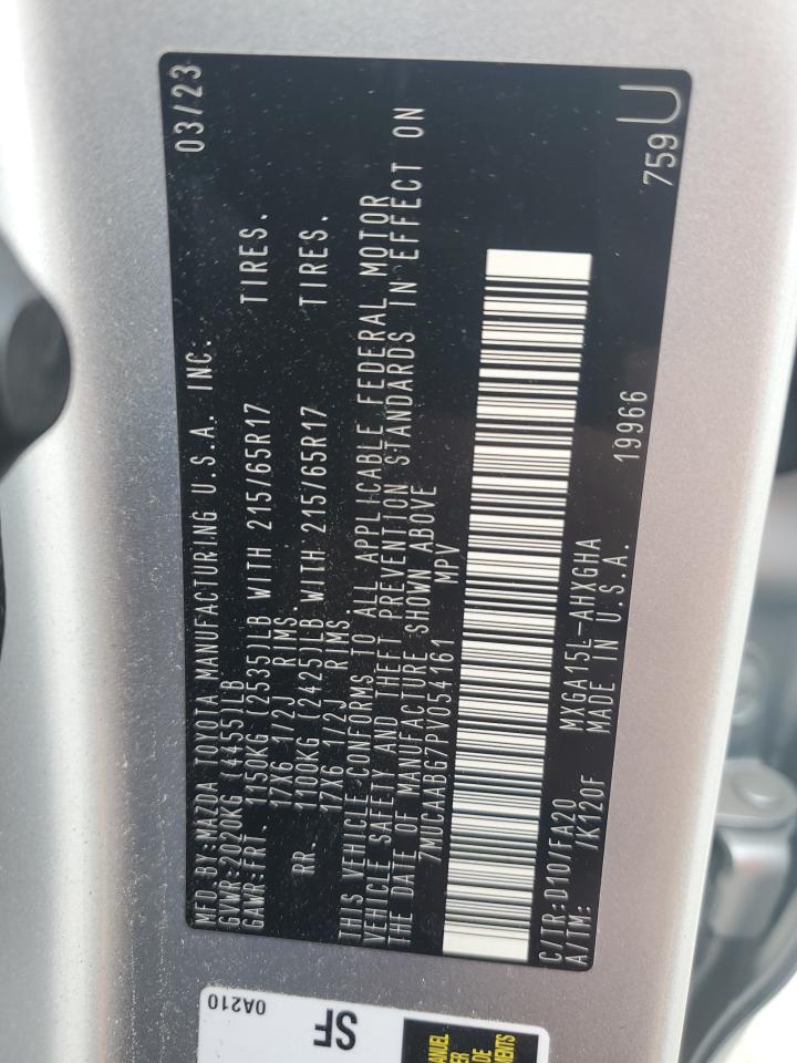 2023 Toyota Corolla Cross Le VIN: 7MUCAABG7PV054161 Lot: 81182385