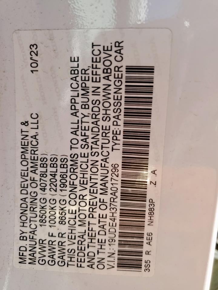 2024 Acura Integra A-Spec VIN: 19UDE4H37RA017296 Lot: 71311605