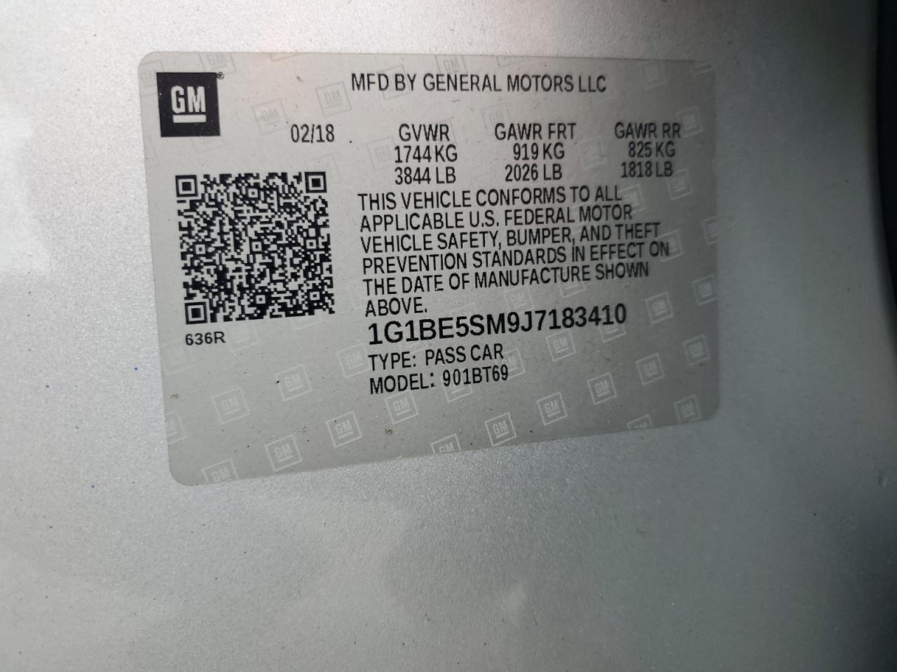 2018 Chevrolet Cruze Lt VIN: 1G1BE5SM9J7183410 Lot: 81345825