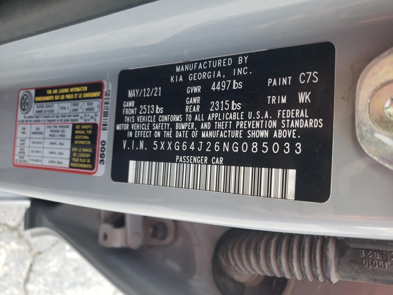 2022 Kia K5 Gt Line VIN: 5XXG64J26NG085033 Lot: 81494575