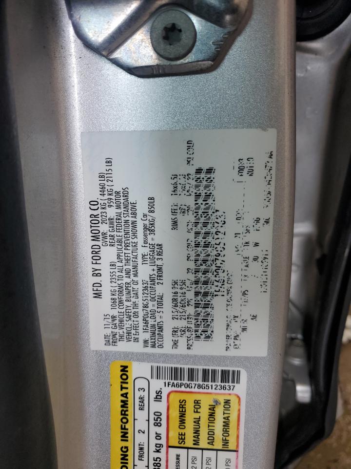 2016 Ford Fusion S VIN: 1FA6P0G78G5123637 Lot: 87218135