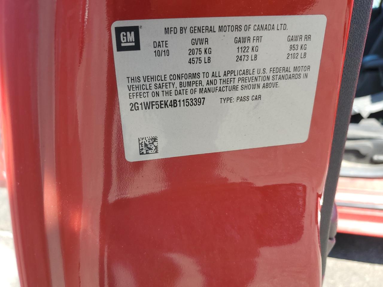 2011 Chevrolet Impala Ls VIN: 2G1WF5EK4B1153397 Lot: 70655945