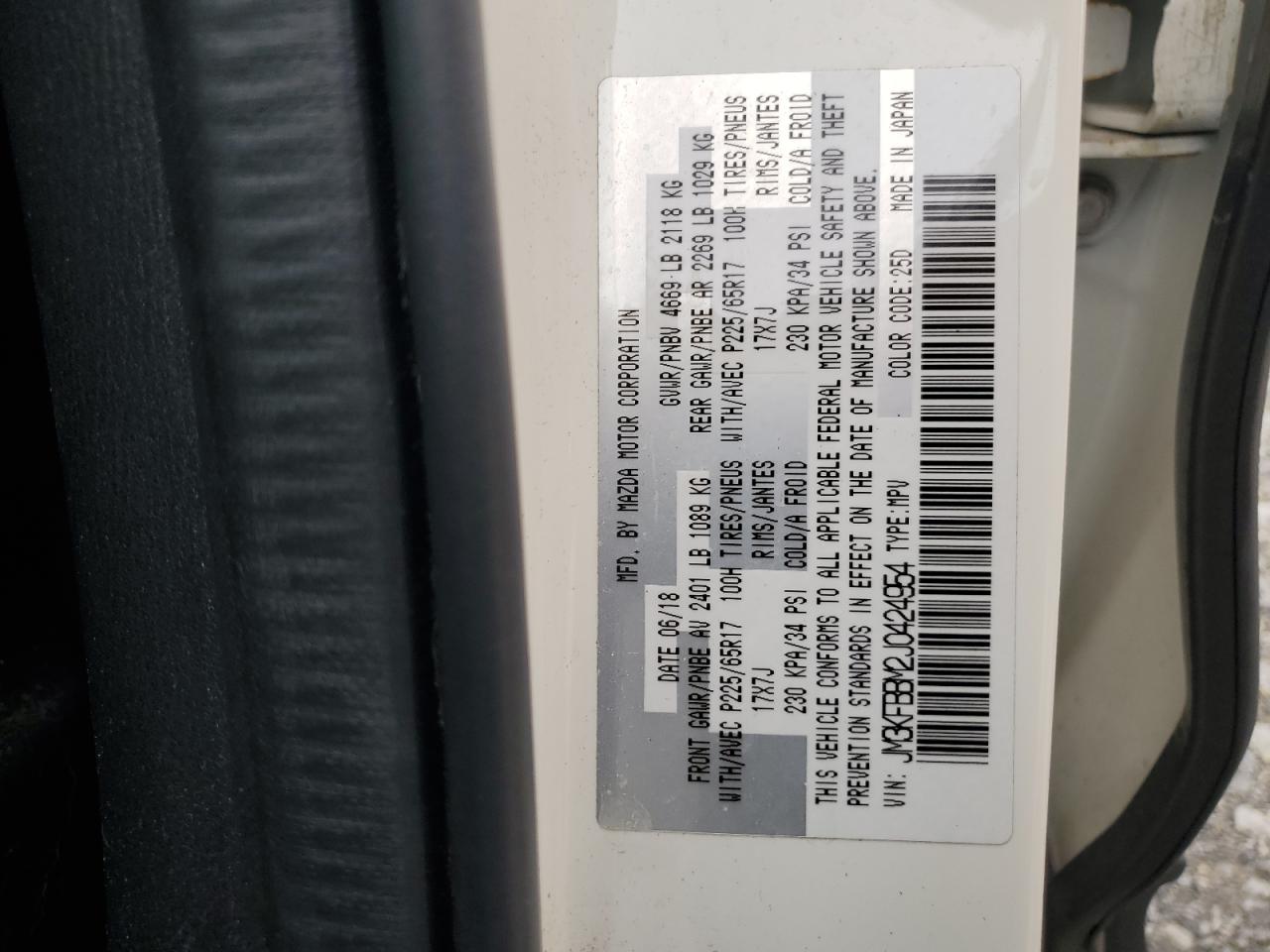 2018 Mazda Cx-5 Sport VIN: JM3KFBBM2J0424954 Lot: 81840755