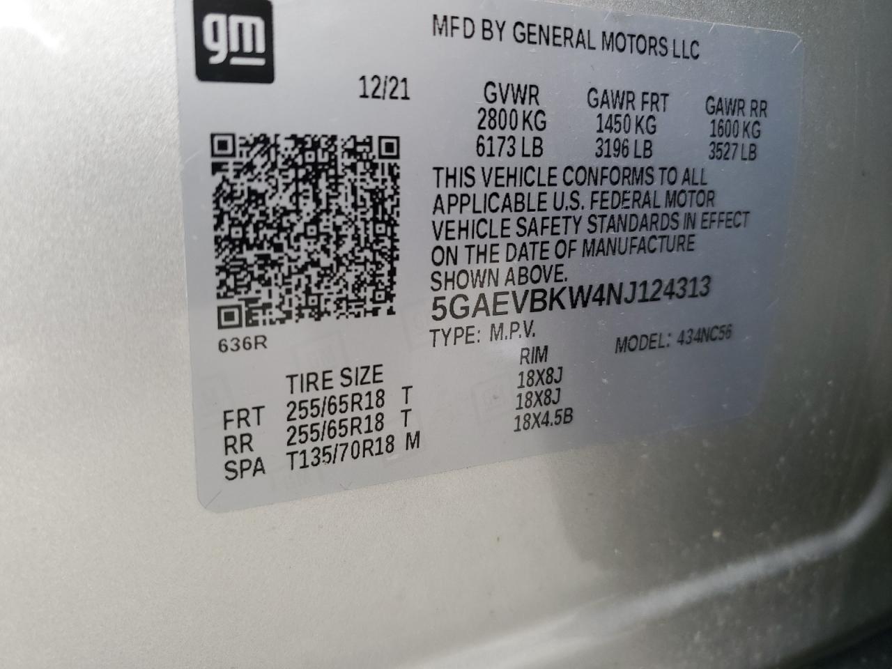 2022 Buick Enclave Premium VIN: 5GAEVBKW4NJ124313 Lot: 70584955