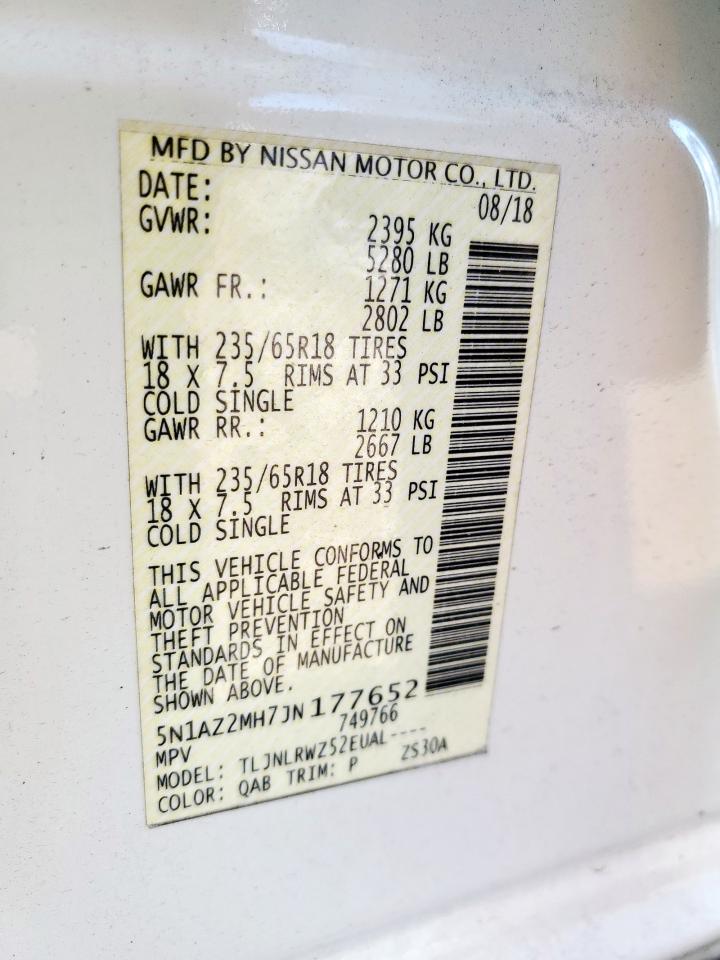 2018 Nissan Murano S VIN: 5N1AZ2MH7JN177652 Lot: 71191105