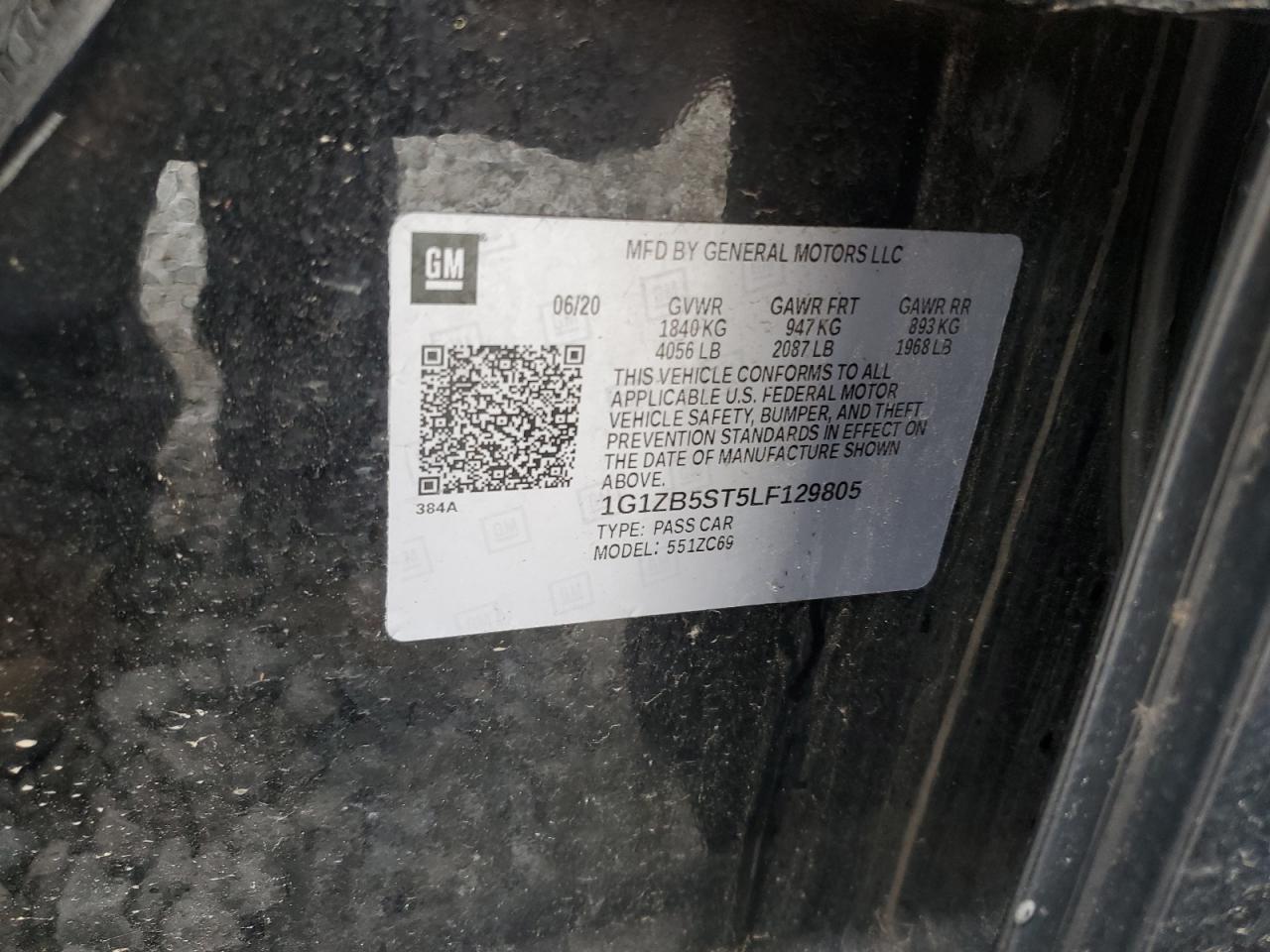 2020 Chevrolet Malibu Ls VIN: 1G1ZB5ST5LF129805 Lot: 81709255