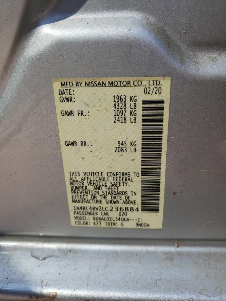 2020 Nissan Altima S VIN: 1N4BL4BV2LC236884 Lot: 80659735