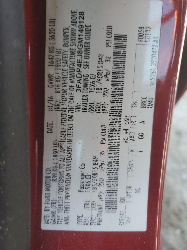 2016 Ford Fiesta Se VIN: 3FADP4EJ8GM149128 Lot: 80681215