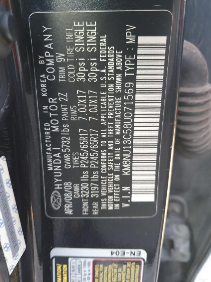 2008 Hyundai Veracruz Gls VIN: KM8NU13C58U071569 Lot: 82136885