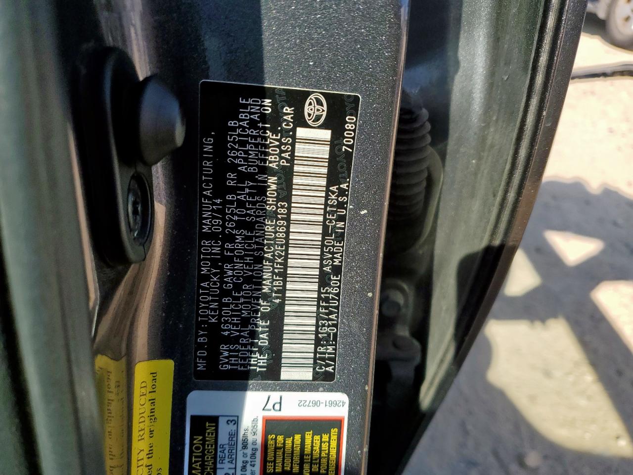 2014 Toyota Camry L VIN: 4T1BF1FK2EU869183 Lot: 84365825