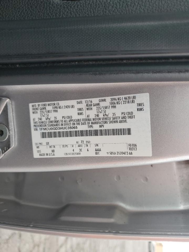 2017 Ford Escape Se VIN: 1FMCU0GD3HUC35065 Lot: 84038155