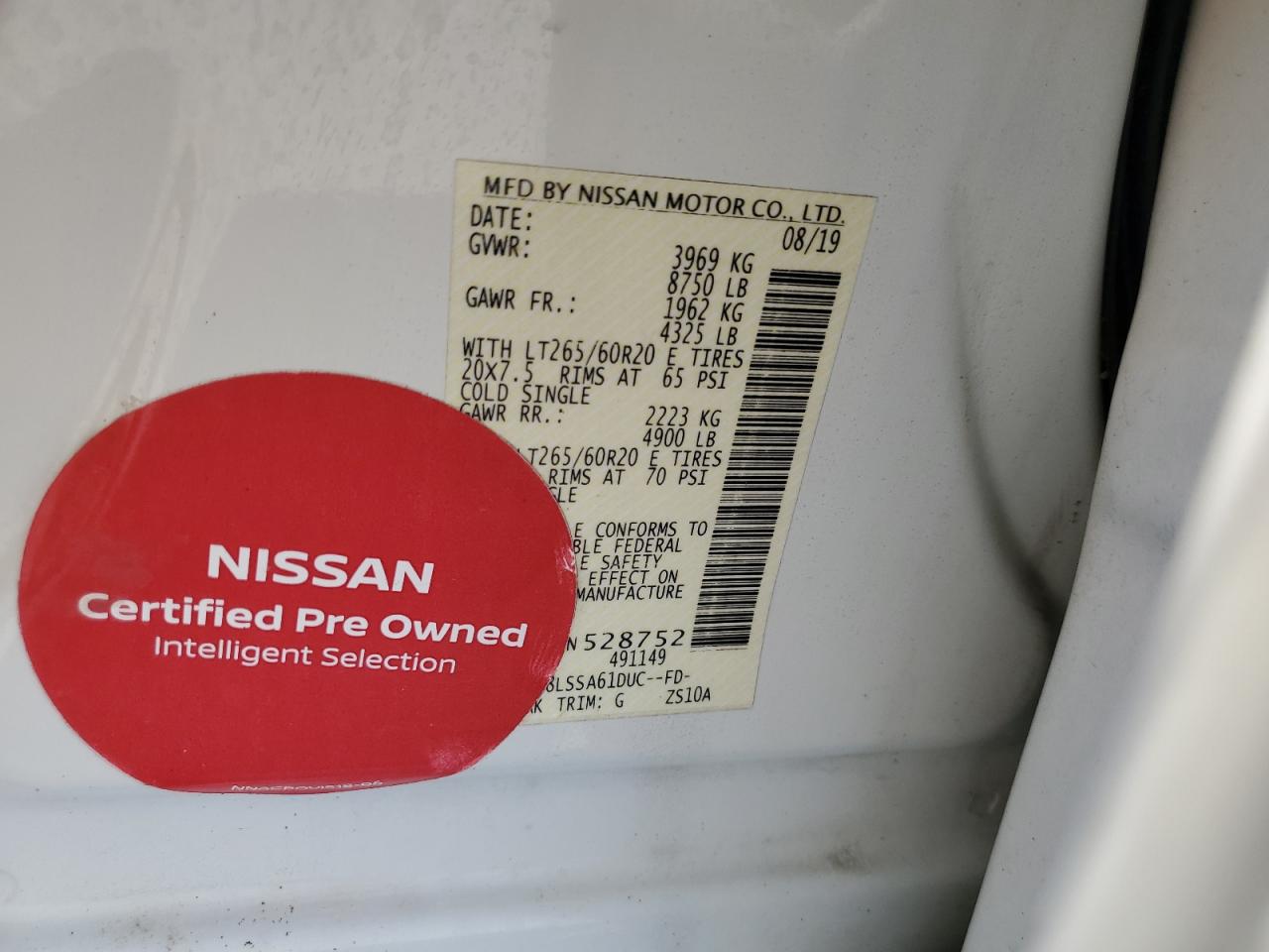 2019 Nissan Titan Xd Sl VIN: 1N6AA1F45KN528752 Lot: 71534775