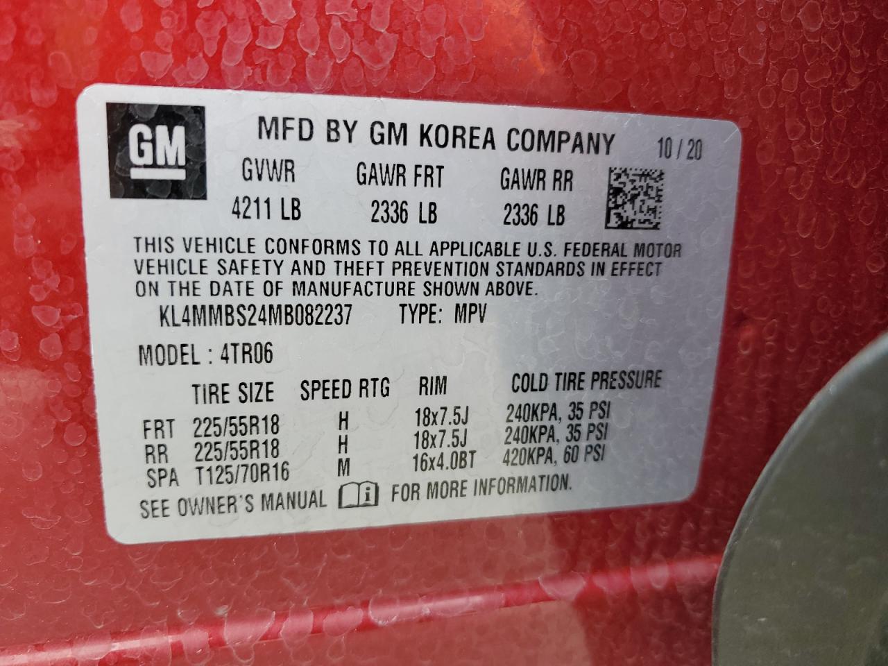 2021 Buick Encore Gx Preferred VIN: KL4MMBS24MB082237 Lot: 84558075