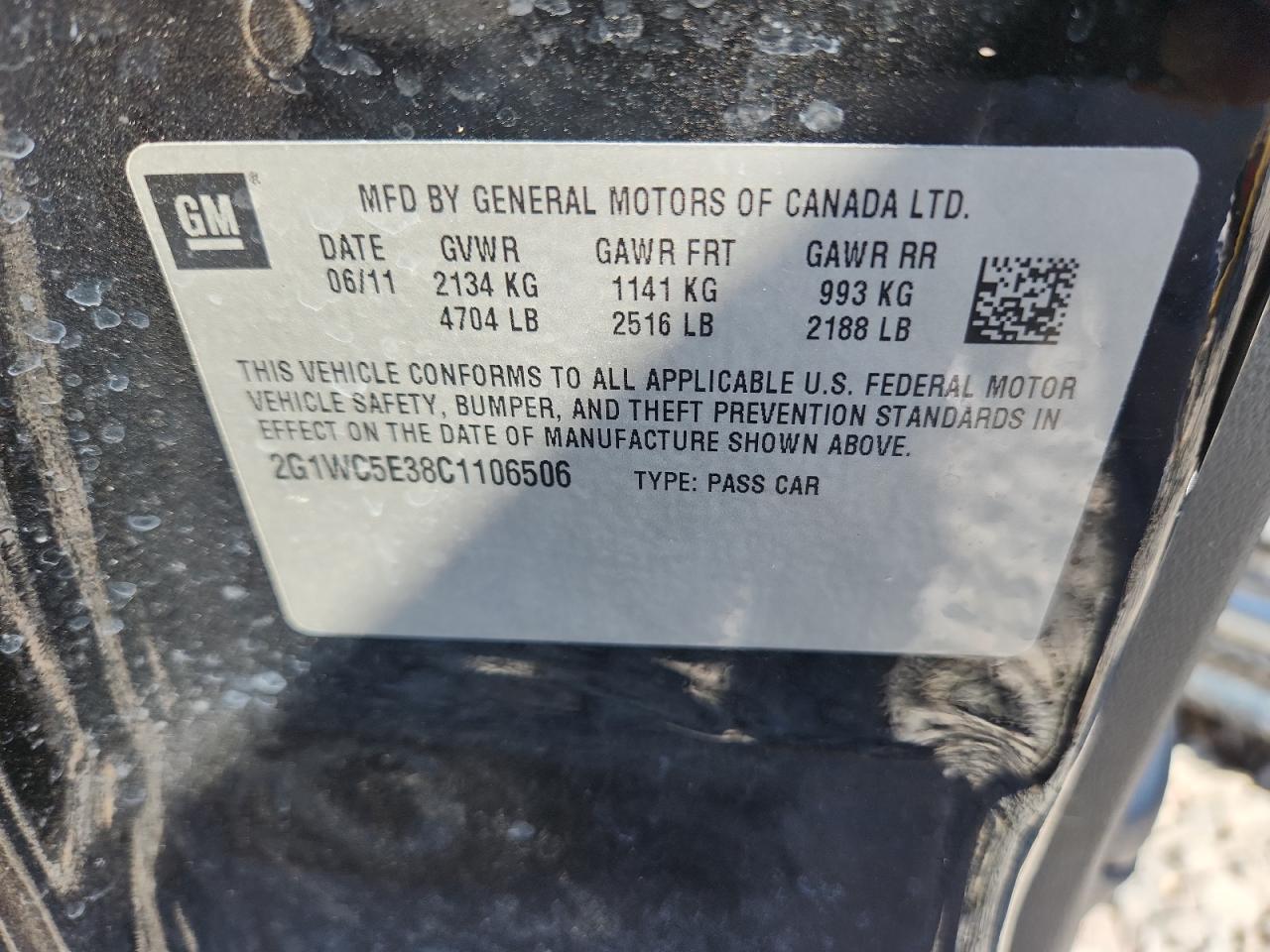 2012 Chevrolet Impala Ltz VIN: 2G1WC5E38C1106506 Lot: 80847175