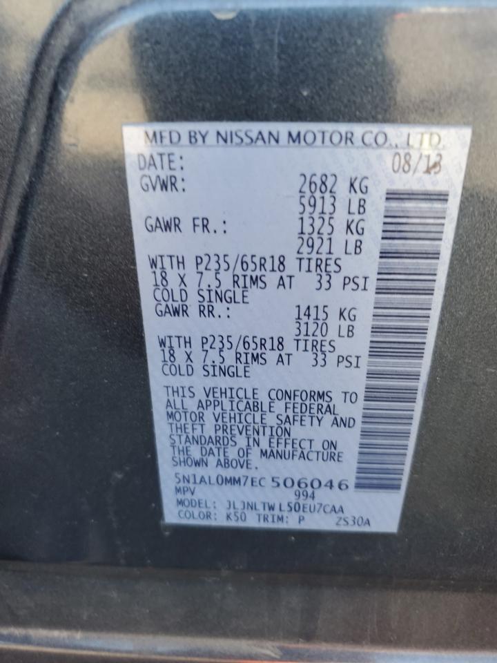 2014 Infiniti Qx60 VIN: 5N1AL0MM7EC506046 Lot: 92718605