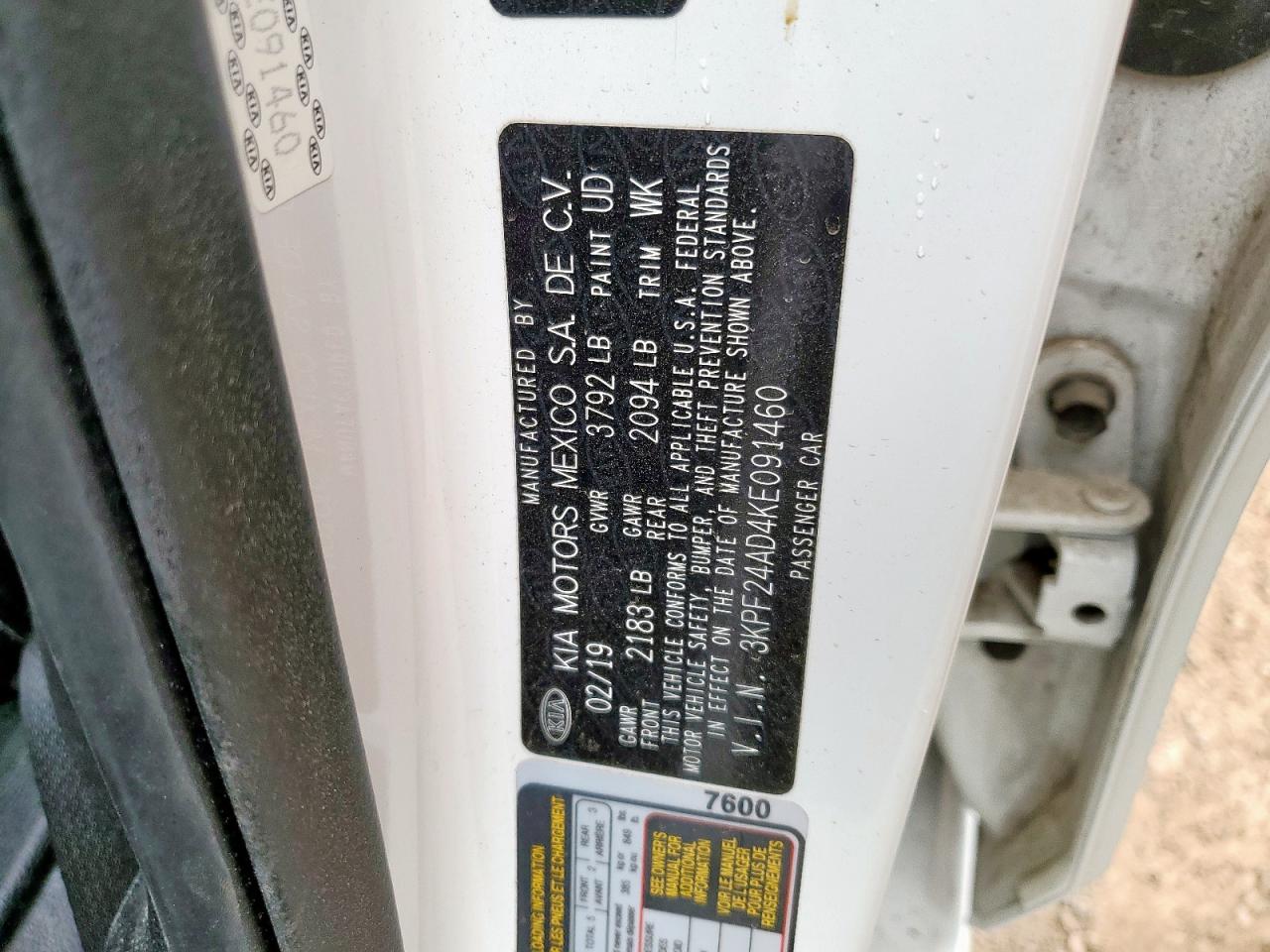 2019 Kia Forte Fe VIN: 3KPF24AD4KE091460 Lot: 84469905