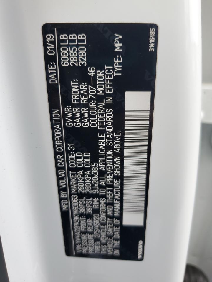 2019 Volvo Xc90 T6 Momentum VIN: YV4A22PK9K1483063 Lot: 80187275