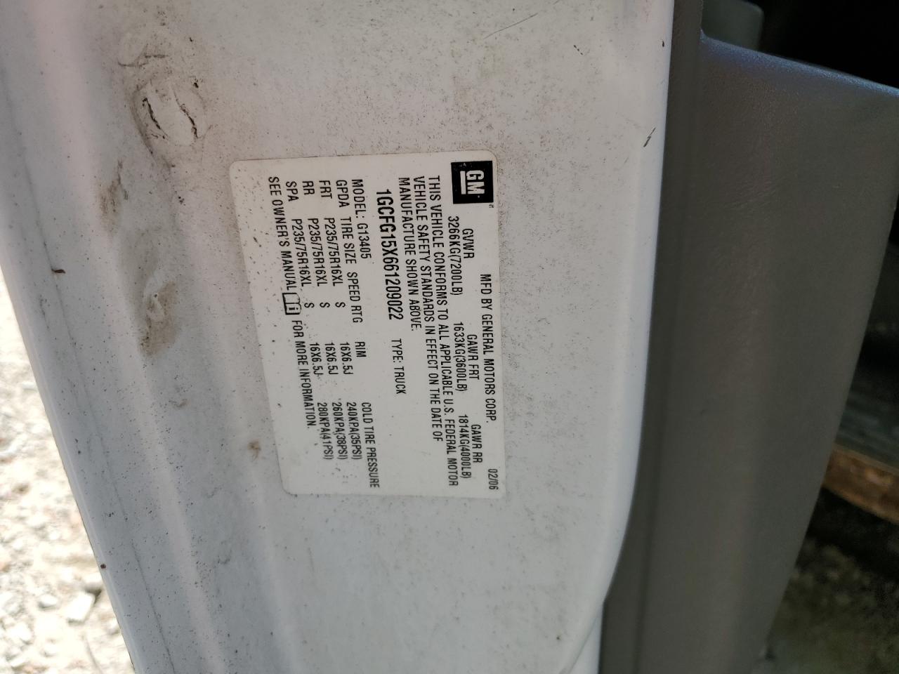 2006 Chevrolet Express G1500 VIN: 1GCFG15X661209022 Lot: 81423835