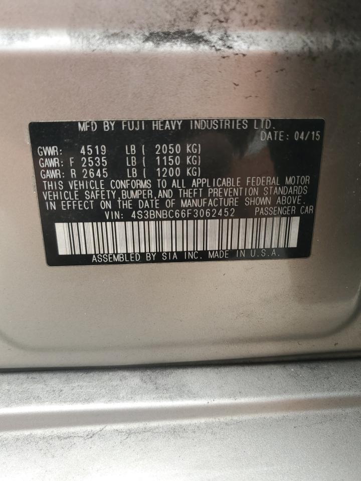 2015 Subaru Legacy 2.5I Premium VIN: 4S3BNBC66F3062452 Lot: 70724495