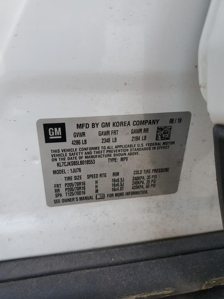 2020 Chevrolet Trax Ls VIN: KL7CJKSB5LB018553 Lot: 71047465