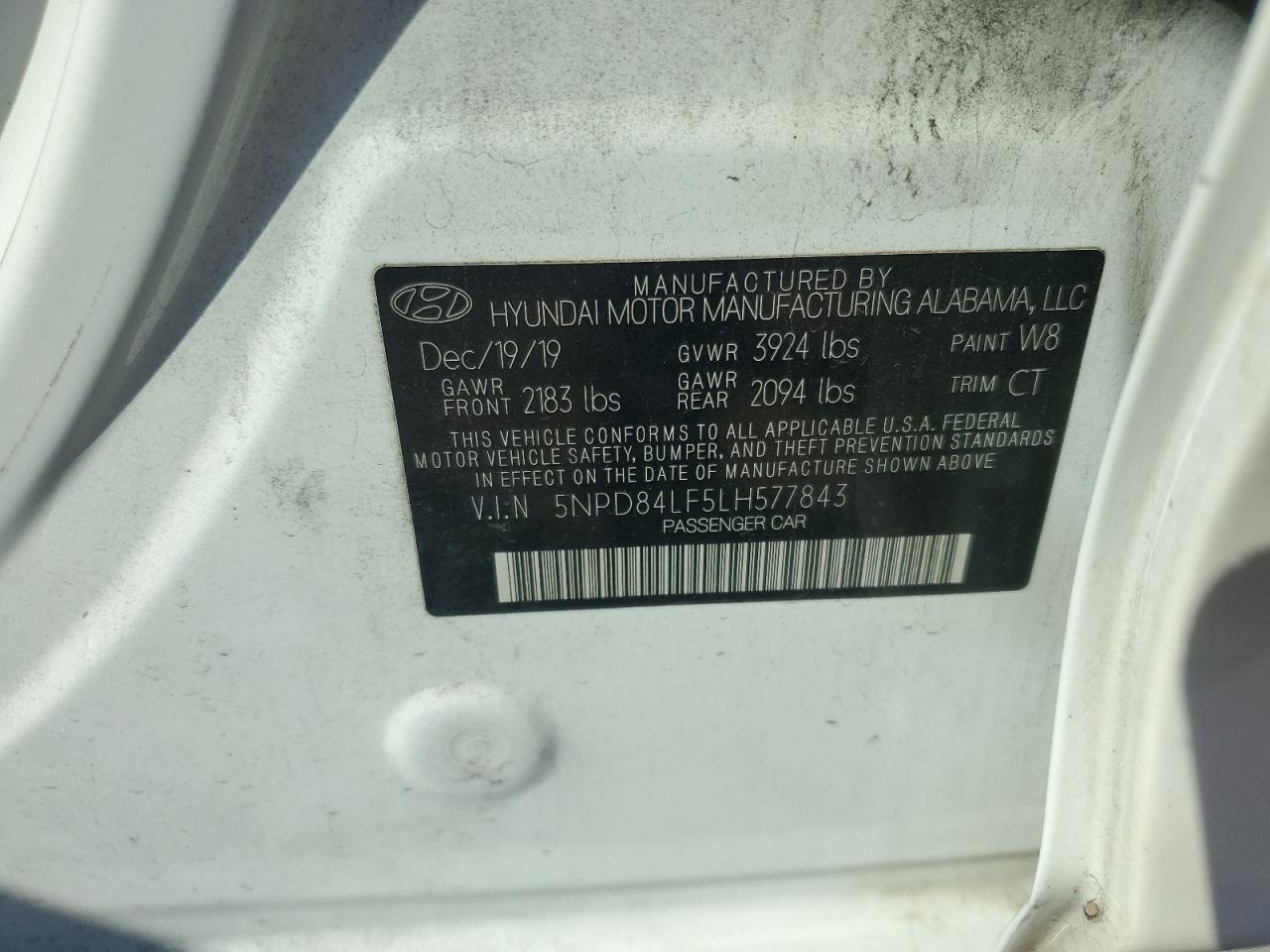 2020 Hyundai Elantra Sel VIN: 5NPD84LF5LH577843 Lot: 81130125