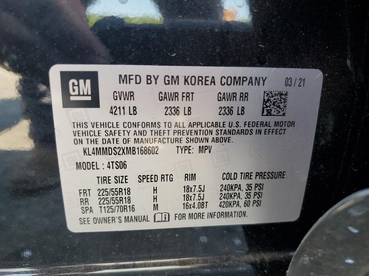 2021 Buick Encore Gx Select VIN: KL4MMDS2XMB168602 Lot: 81054595