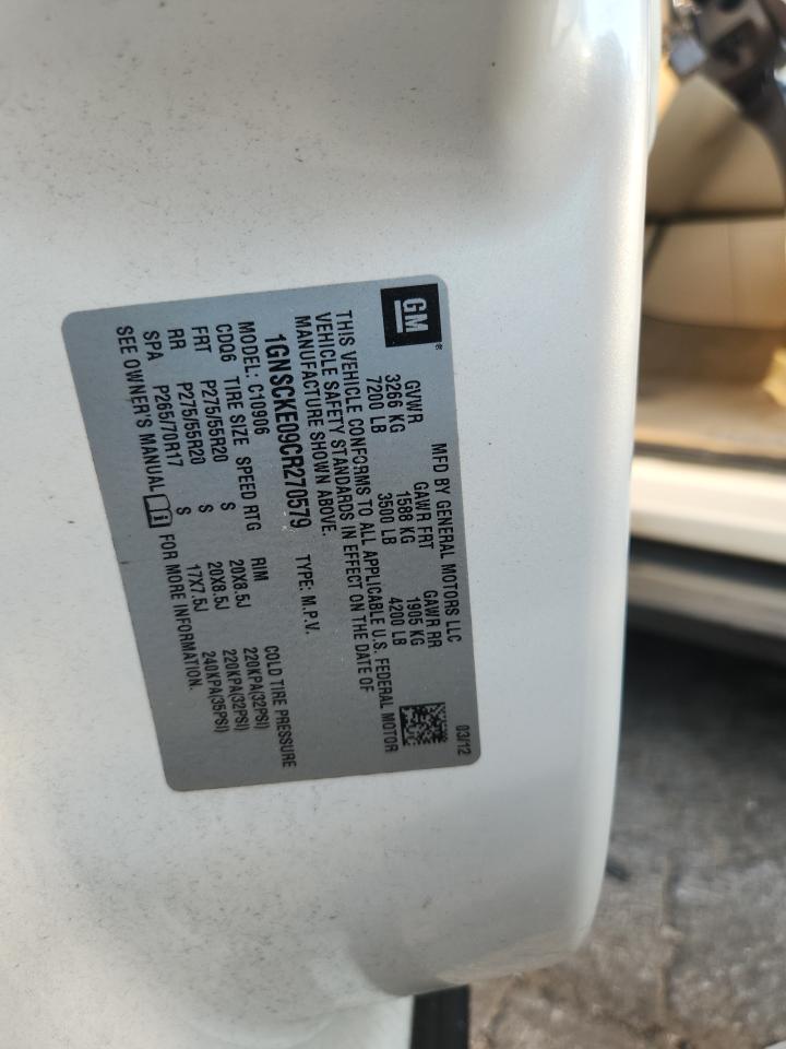 2012 Chevrolet Suburban C1500 Ltz VIN: 1GNSCKE09CR270579 Lot: 80542795