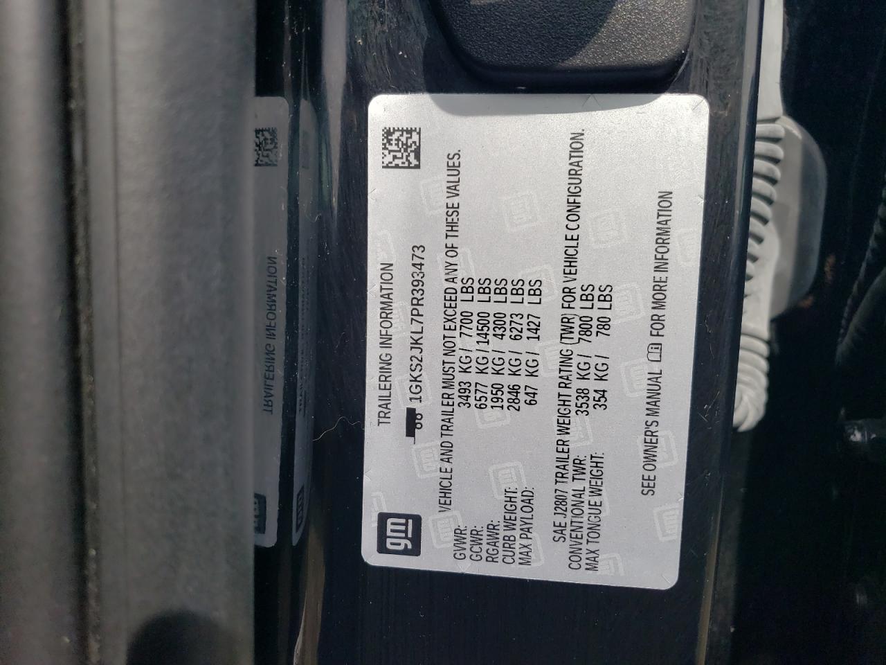 2023 GMC Yukon Xl Denali VIN: 1GKS2JKL7PR393473 Lot: 80323515