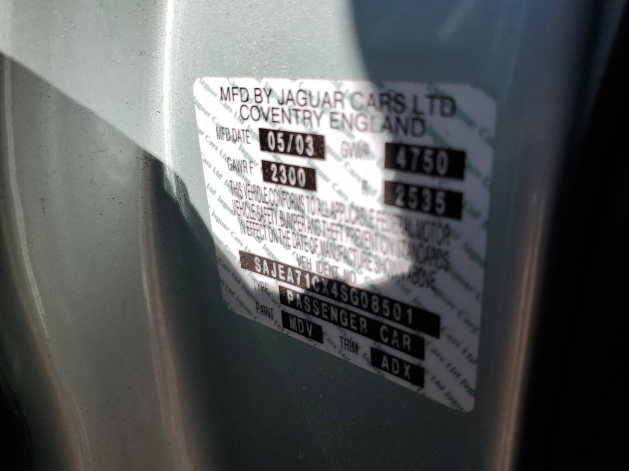 2004 Jaguar Xj8 VIN: SAJEA71CX4SG08501 Lot: 84272445