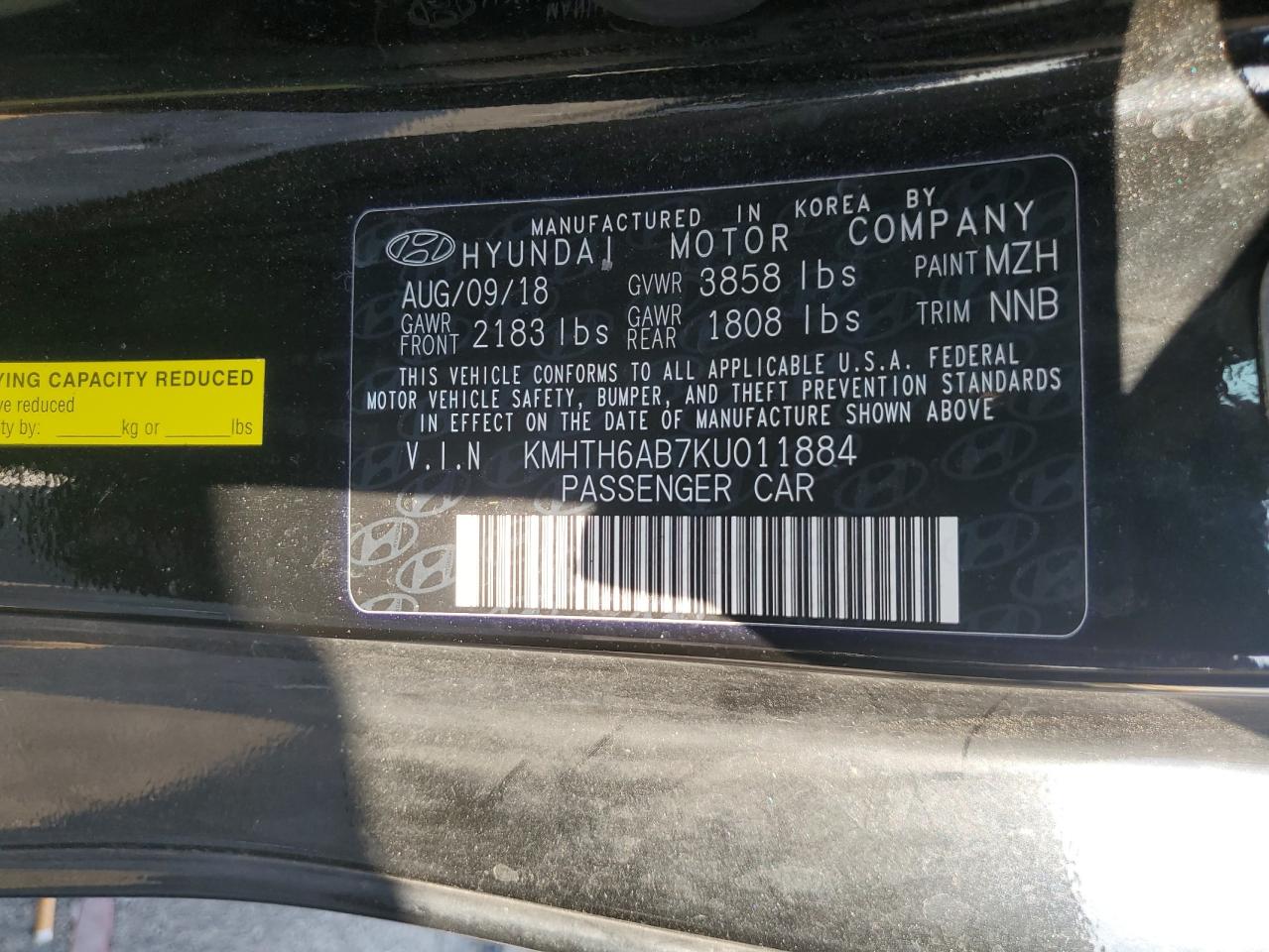 2019 Hyundai Veloster Turbo VIN: KMHTH6AB7KU011884 Lot: 80277635