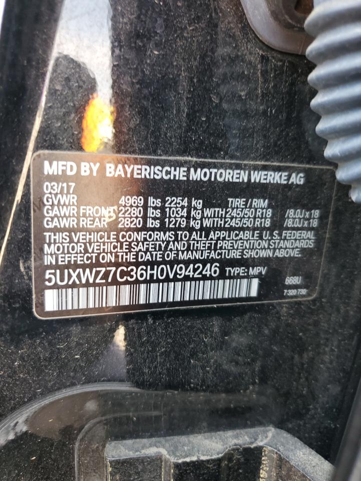 2017 BMW X3 Sdrive28I VIN: 5UXWZ7C36H0V94246 Lot: 80818535