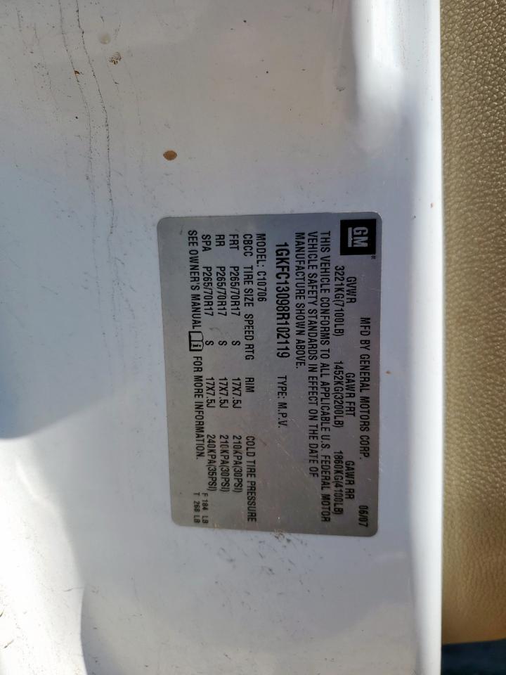 2008 GMC Yukon VIN: 1GKFC13098R102119 Lot: 84184125