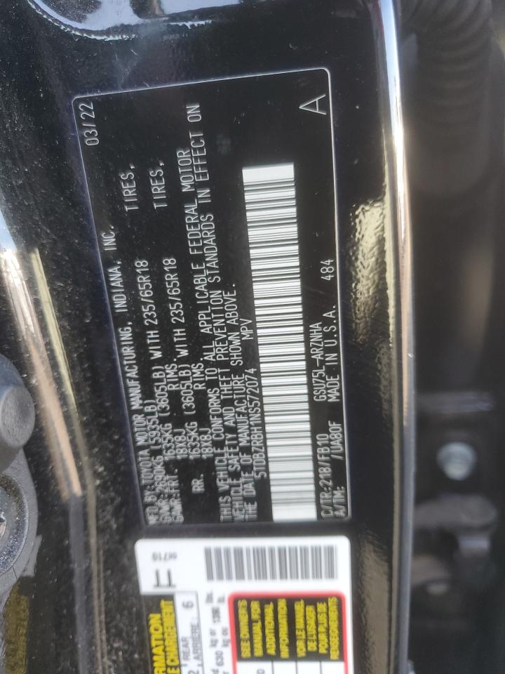 2022 Toyota Highlander L VIN: 5TDBZRBH1NS572074 Lot: 71994575